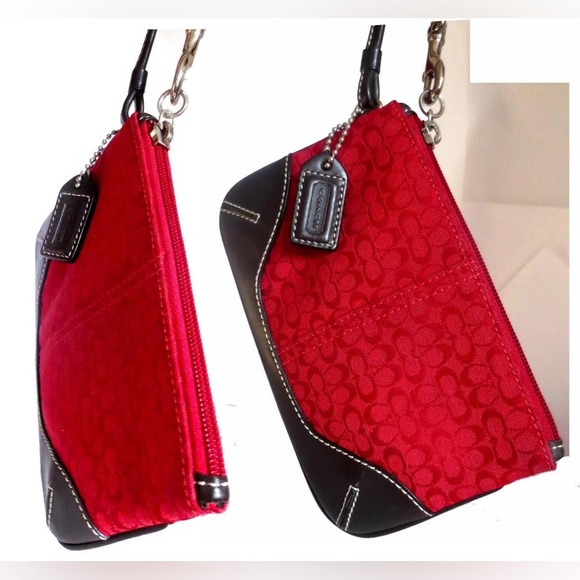Vtg Coach Soho Red Logo Wristlet Mini Tote Purse Cosmetic Bag Wallet+Hangtag - Picture 3 of 11